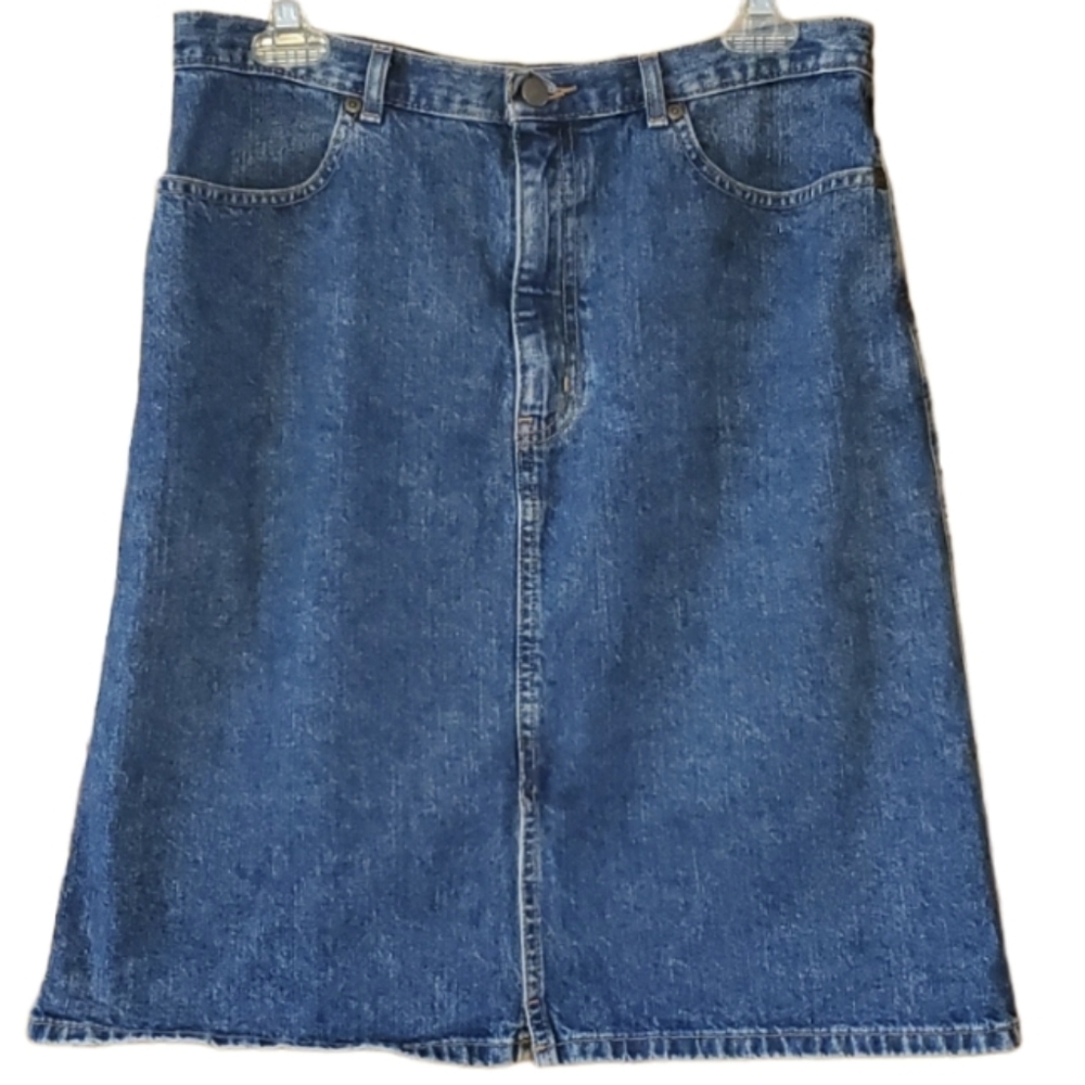 Eddie Bauer Womans Basic Blue Jean Denim Skirt‎ Size 12